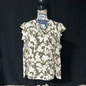 Nordstrom Rack Olive and Cream Patterned Top